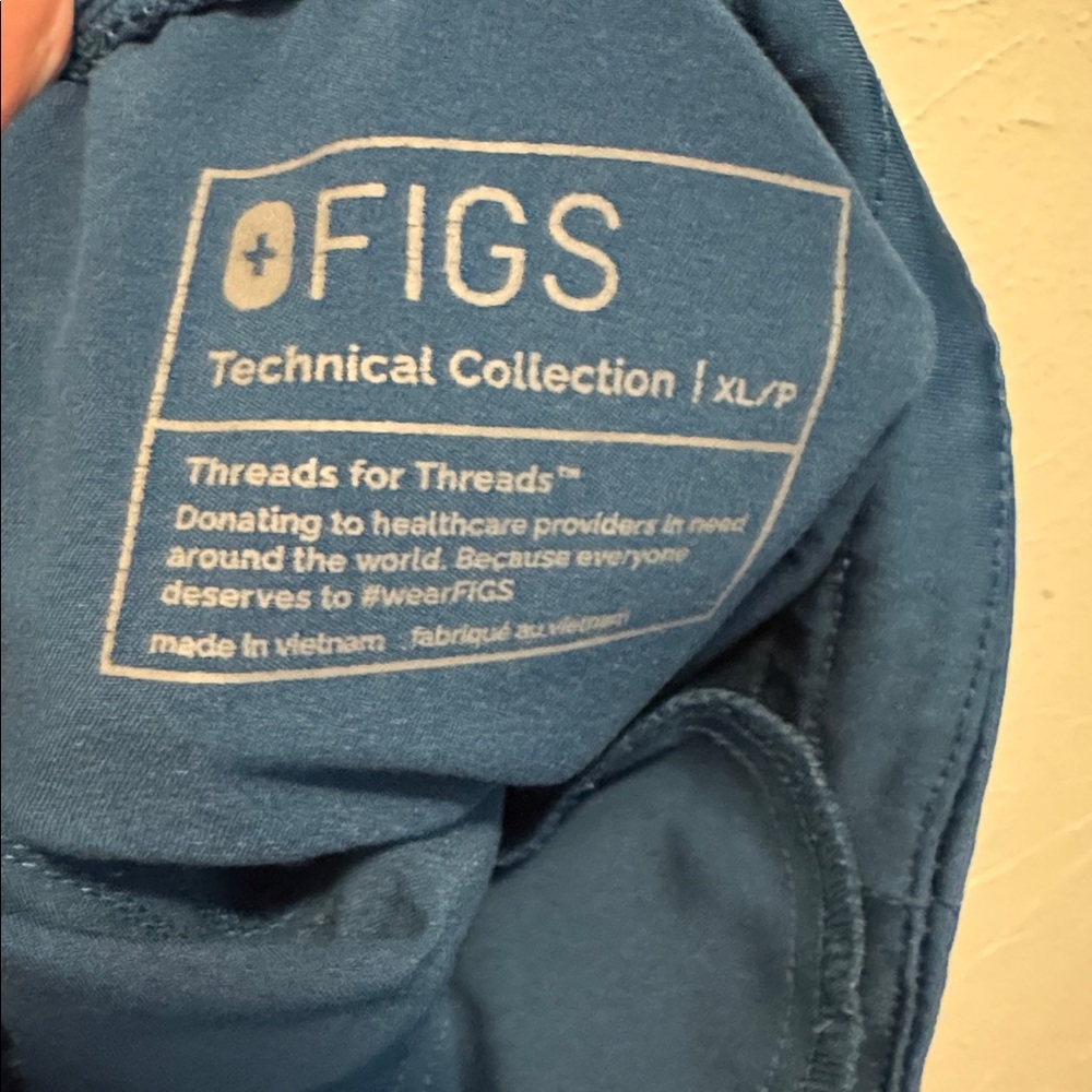 Figs Dark Blue (deep reef) Scrub Pants with Bright Orange Accents .. - Picture 3 of 3